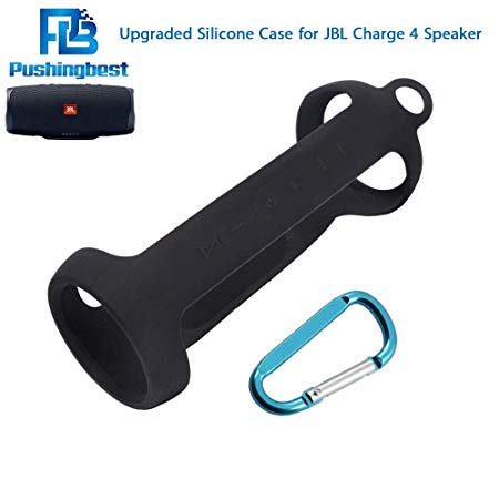 Pushingbest Silicone Case for JBL Charge 4 Portable Waterproof Wireless Bluetooth Speaker (Black)