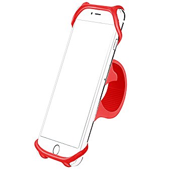 Bike Silicone Strap Mount Holder,Motorcycle by Phone Mount by Ailun for iPhone X/8Plus/8/7Plus/7/6S,Samsung Galaxy S9/S9 ,S8 /S8/S7/S6,LG HTC and all 4-6 Inch Smartphones[Red]