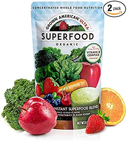 Grown American Superfood Ultra Organic Whole Fruits and Vegetables Concentrated Green Powder Antioxidants 100% Certified Organic and Vegan Non-GMO (2)