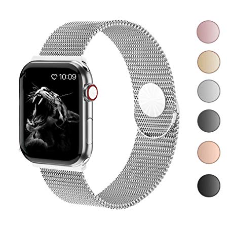 Cocos Compatible with Apple Watch Band 38mm 40mm 42mm 44mm,Stainless Steel Mesh Loop for iWatch Bands Women Men Series 4 3 2 1-A