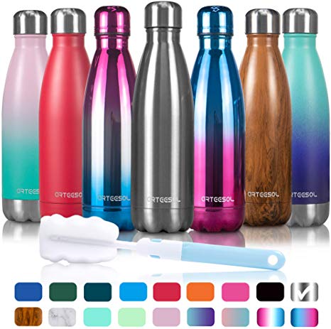 arteesol Water Bottle | Leakproof Cola Shape Bottle Keep Hot&Cold | Double Wall Vacuum 18/8 Stainless Steel Bottle | Narrow Mouth Personalized Texture-for Outdoor Activities