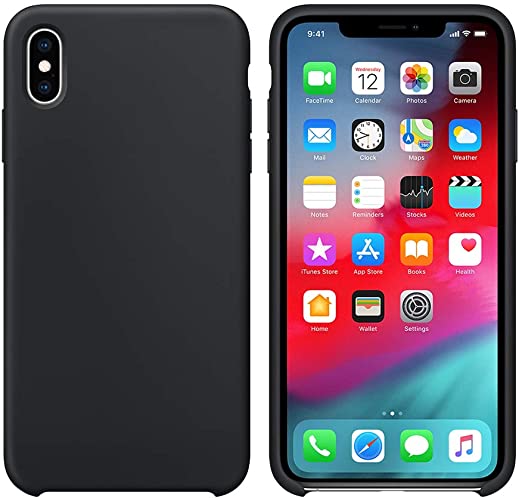 Silicone Case for iPhone X, iPhone Xs Case, Abitku Slim Liquid Silicone Protective Phone Case Cover (Soft Case with Microfiber Lining) Compatible with iPhone X XS 5.8" Black
