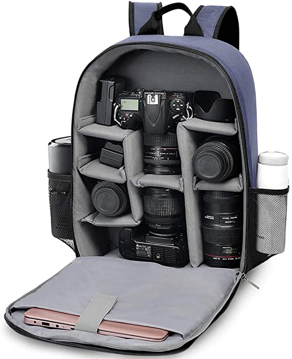 CADeN DSLR Camera Backpack - Capacity can accommodate 2 Cameras 3 Lenses 1 Tripod 15.6" Laptop and Other Photography Accessories compart can be Adjusted Freely Compatible with Canon Nikon Sony (Blue)
