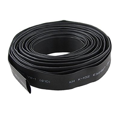 Black 10mm Diameter Heat Shrink Tubing Shrinkable Tube Wire Wrap 6M