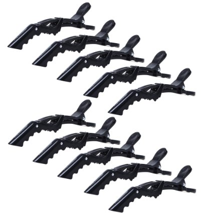 KLOUD City® 10 Pcs Crocodile Hair Styling Clips/Professional hair clips/Duck hair clips/Hairdressing Partition Clips (black)