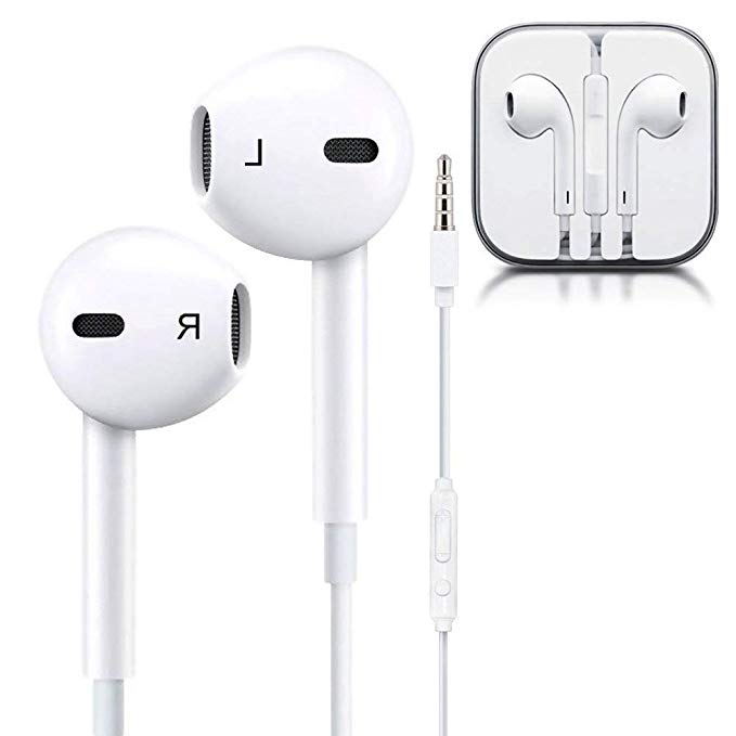 GEJIN Headphones,with Microphone [2 Pack] Premium Earbuds Stereo Headphones and Noise Isolating Headset Control Compatible iPhone 7 iPod iPad Samsung Galaxy S7 S8 and Android Phones (white）