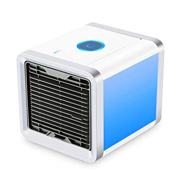 SOLKSHOP Portable Air Conditioner,3 in 1 Mini USB Personal Space Cooler,Humidifier and Purifier,Air Cooler with 3 Speeds and 7 Colors Led Night Light for Home Office Car Travel.