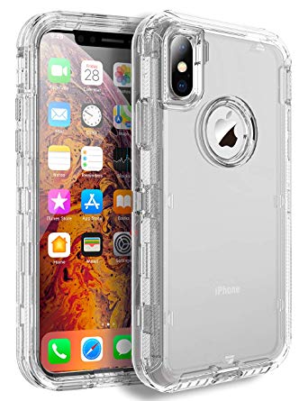 iPhone Xs Max Heavy Duty Case - by MXX - 3 in 1 Layers Rugged Rubber Shockproof Protection Cases Cover and Support Wireless Charging - (Clear HD)