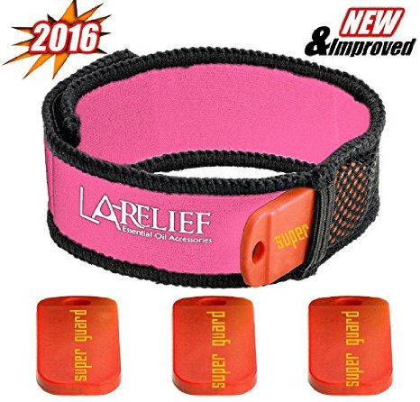 1# premium Mosquito Repellent Bracelet by la'-relief. 2016 edition new and improved With A Stronger Blend of EIGHT essential Oils in 4 Pellets. Extremely Effective, 100% Natural and Safe For All Ages