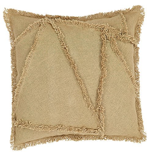 Burlap Natural Reverse Seam Patch Pillow Cover 16x16