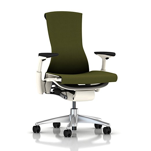 Herman Miller Embody Chair: Fully Adj Arms - White Frame/Titanium Base - Standard Carpet Casters