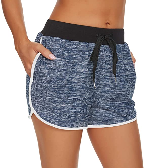 Custer's Night Active Shorts Summer Running Athletic Shorts Women Dance Gym Workout Elastic Waist Shorts with Pockets