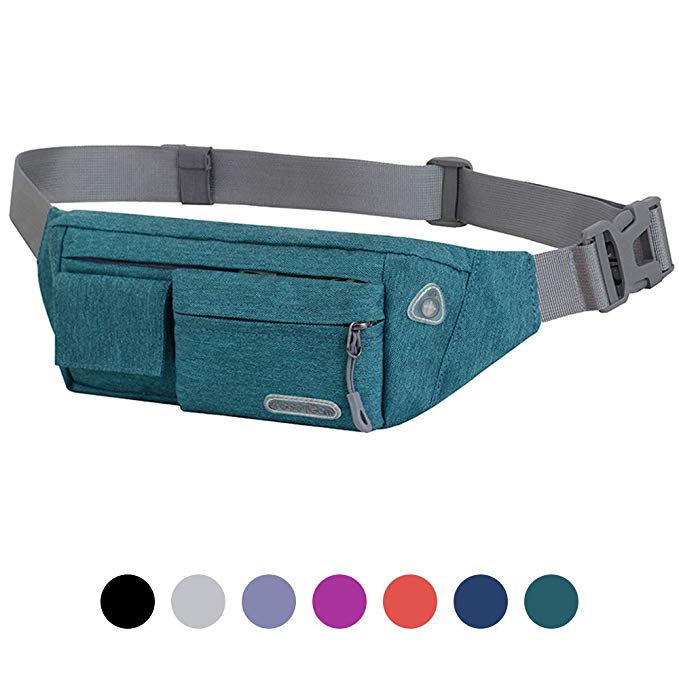 Moyeno Workout Fanny Packs Waterproof for Women Men, Phone Fanny Pack, Medical Pack Lightweight, Soft Fabric Adjustable for Outdoors Traveling Casual Running Hiking Cycling