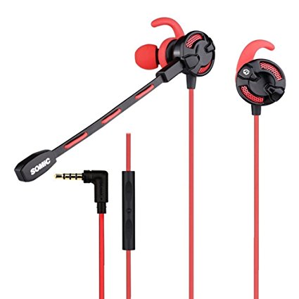 Somic G618,In-ear Video Gaming Earbuds Headphones Earphone for PC,PS4,XBOX ONE,Nintendo Switch and Laptop,Mobile Phone,Compatible with microphone,Detachable Mic,3.5mm plug