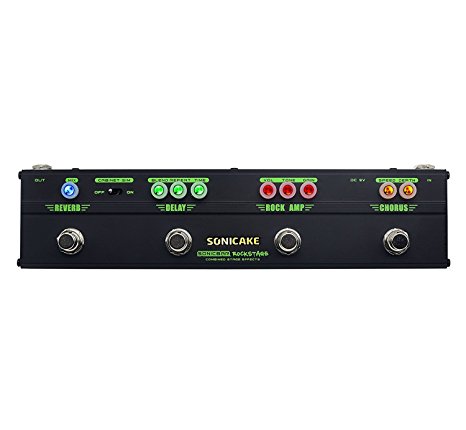 Sonicake Multi Guitar Effect Strip Pedal Sonicbar Rockstage Combining 4Classic Arena Rock Guitar Effects in 1 Unit of Chorus Distortion Delay and Reverb Effect