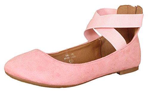 Anna Dana-20 Women's Classic Ballerina Flats with Elastic Crossing Straps