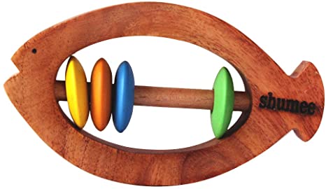 shumee Wooden Fish Rattle Rings and Teethers for Infants | Sensory Toy | 100% Safe, Natural & Eco-Friendly | 6 Months+