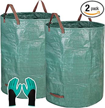 Reusable Yard Waste Bags Heavy Duty,2 Pack 132 Gallons Extra Large Lawn Pool Garden Leaf Waste Bags,Garden Bag for Collecting Leaves,Gardening Clippings Bags,Leaf Container,Trash Bags