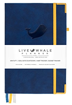 Live Whale Planner - Weekly Edition 2017-2020 Calendar - 1 Year Non Dated Day Agenda Journal With Goal-Date Countdown - Increase Productivity & Success - 8.3 x 5.5” Leather Bound Office Personal Organizer