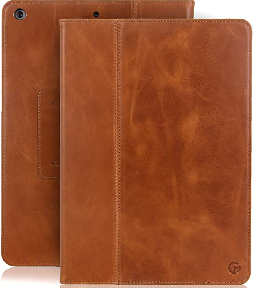 CASEMADE New iPad 10.2 inch Real Leather Case (7th Generation 2019) - Premium Luxury Italian Slim Cover/Smart Folio with Dual Stand and Auto Sleep/Wake (Tan)