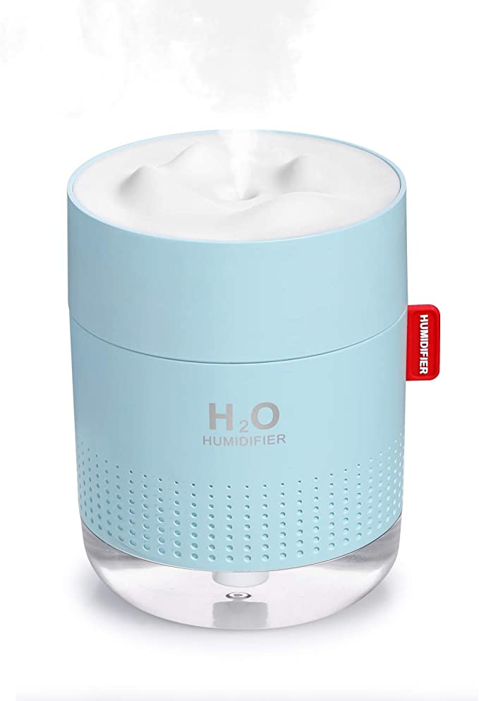 SmartDevil Snow Mountain Humidifier, Premium Humidifying Unit, 500ml Water Tank, Whisper-Quiet Operation, Automatic Shut-Off, Night Light Function, Two Spray Modes, Lasts Up to 18 Hours, Blue