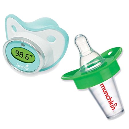 Munchkin The Medicator Pacifier Medicine Dispenser with Summer Infant Pacifier Thermometer, Green