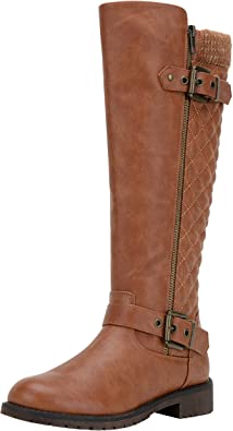 Jeossy Women's 50 Knee High Riding Boots Metal Buckle Calf Boot