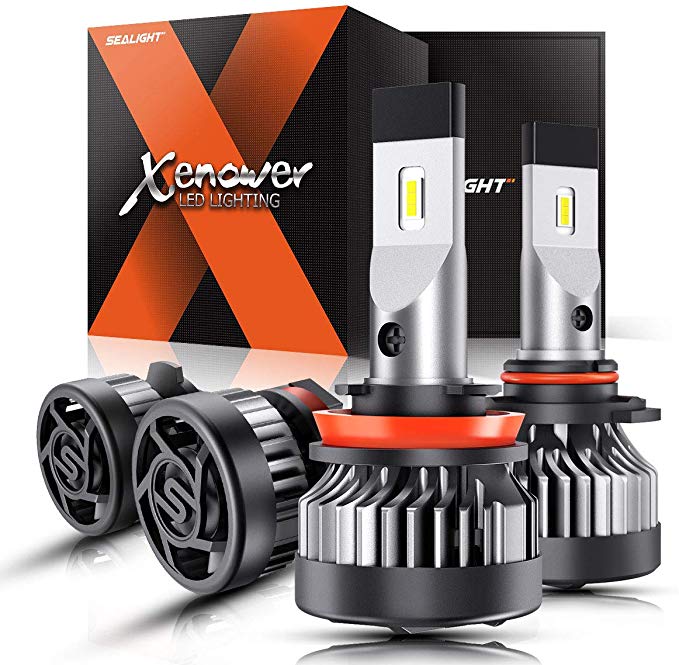 SEALIGHT Xenower X2 H11 9005 LED Headlight Bulb Kit 2020, High Low Beam, 300% Brightness, Easy Installation, 6000K Bright White, 50,000+ Hour Lifespan