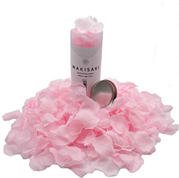 WAKISAKI (Separated, Pleasant-Smelling) Artificial Fake Rose Petals for Romantic Night, Wedding, Event, Party, Decoration, in Bulk (1000 Count, Light Pink)