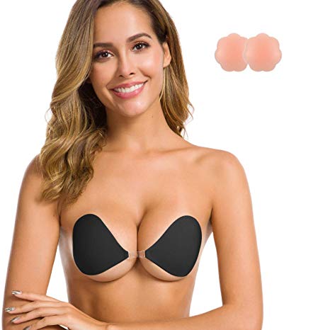 Niidor Push Up Strapless Bra Self-Adhesive Breathable Sticky Backless Nipple Cover Silicone Invisible Lift Heart Shaped Bra