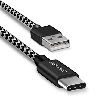 USB Type C Cable 0.8ft(0.25 M),TACOO Nylon Braided Black Type C to USB A Fast Charge Phone Cord for Samsung Galaxy S8  S8,LG G6/G5/V20,New MacBook, Nexus 5X, 6P, Nokia N1 Tablet,Other USB C Devices