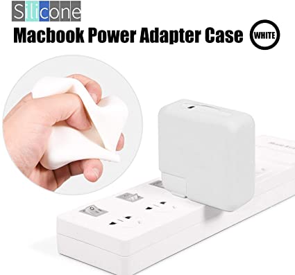 MacBook Pro 15 Silicone Power Adapter Cover Case for Apple MacBook Pro 15 with Touch Bar A1990 A1707 A1398 (2018/2016/2017 Relased),White
