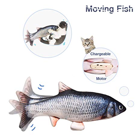 Potaroma Moving Cat Kicker Fish Toy, Realistic Flopping Fish, Wiggle Fish Catnip Toys, Motion Kitten Toy, Plush Interactive Cat Toys, Fun Toy for Cat Exercise