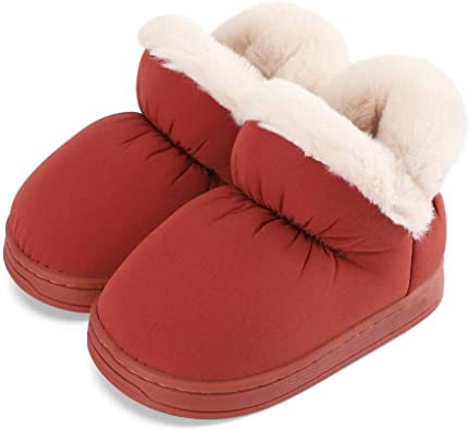 ESTAMICO Boys Girls Winter Slippers Fluffy Ankle House Shoes Warm Fur Cute Home Boots