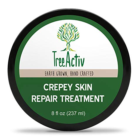 TreeActiv Crepey Skin Repair Treatment, Anti-Aging, Anti-Wrinkle, Organic Ingredients for Face, Neck, Chest, Legs & Arms, Hyaluronic Acid, Alpha Hydroxy Fruit Acids, Honey, Shea, Castor