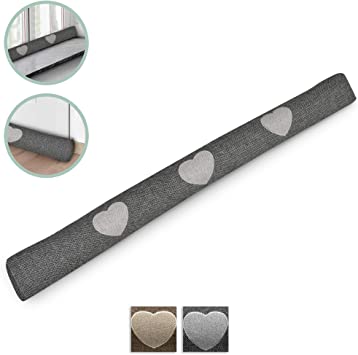 Beautissu Draught Excluder Tuuli HR 90 x 8 cm Draft Stopper Cushion for Doors/Windows Draft Guard Insulator Anthracite