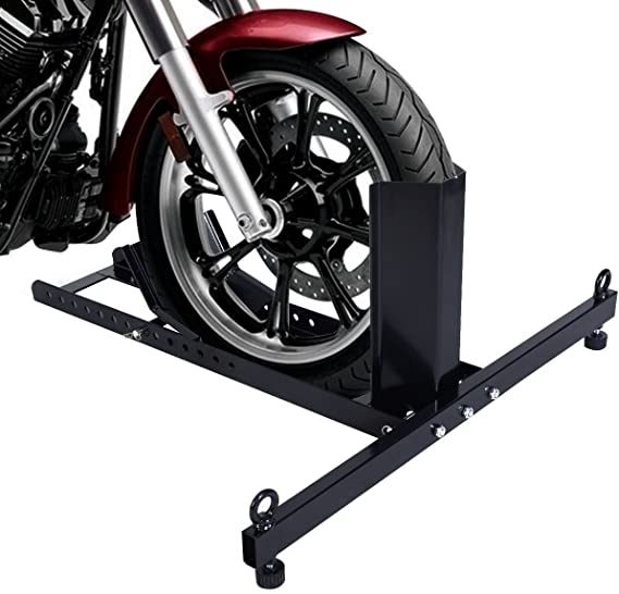 Goplus Adjustable Motorcycle Wheel Chock Stand Heavy Duty 1800lb Weight Capacity