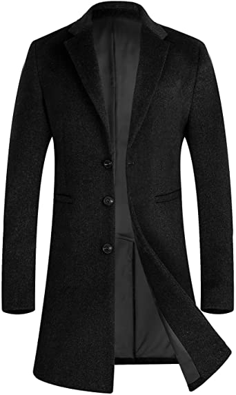 APTRO Men's Wool Trench Coat Long Gentleman Business Top Coat