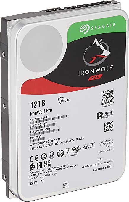 Seagate IronWolf Pro ST12000NE0008 12 TB Hard Drive - 512E Format - SATA 600-3.5" Drive - Internal - 7200RPM - 256 MB Buffer - Hot Pluggable