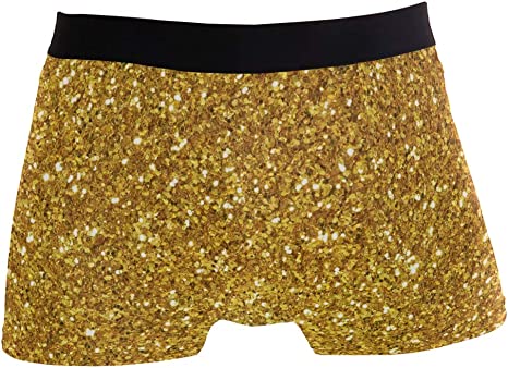 Use7 Shiny Gold Glitter Men's Underwear Regular Leg Boxer Brief