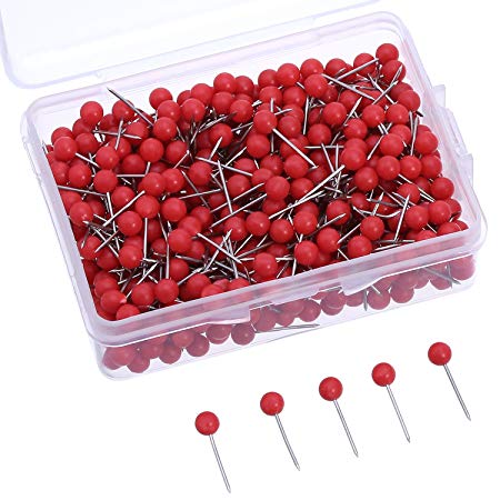 500 Pack Map Push Pins Map Tacks 1/8 Inch Small Size (Red)
