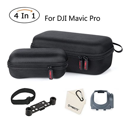 4 in 1 Carrying Case for DJI Mavic Pro Drone and Remote & Lens Hood & Controller Guard By Mibote