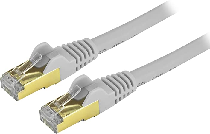 StarTech.com 25 ft CAT6a Ethernet Cable-10 Gigabit Shielded Snagless RJ45 100W PoE Patch Cord-10GbE STP Category 6a Network Cable w/Strain Relief-Gray Fluke Tested UL/TIA Certified(C6ASPAT25GR)Grey