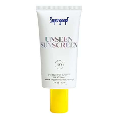 Supergoop! Unseen Sunscreen SPF 40, 1.7 oz - Oil-Free, Weightless & Invisible Reef-Safe, Broad Spectrum Face Sunscreen for All Skin Types - Scent-Free - Great Makeup Primer - Beard-Friendly