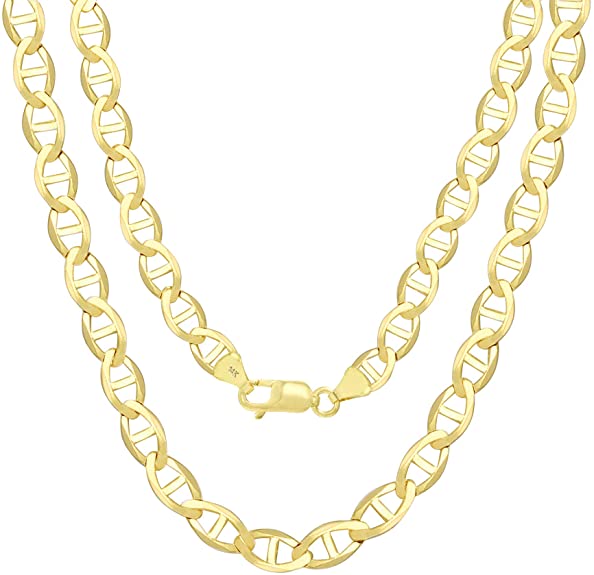 Nuragold 14k Yellow Gold Solid 7.5mm Anchor Mariner Link Chain Necklace, Mens Jewelry Lobster Lock 18" 20" 22" 24" 26"