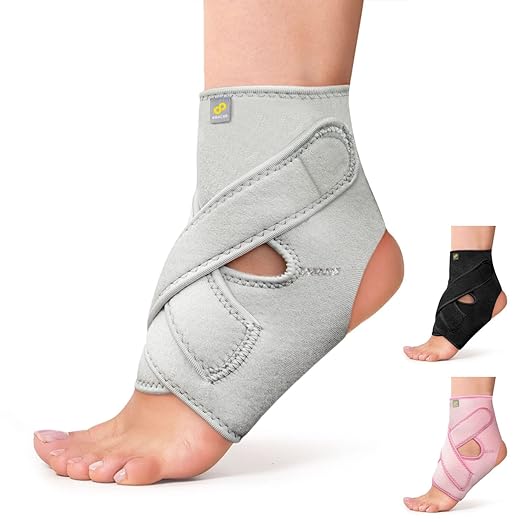 Bracoo Ankle Support Brace For Men & Women, Adjustable Compression Sleeve Strap Wrap, Sprain, Arthritis, Pain Relief, Sports Injuries and Recovery, Breathable Neoprene Brace, FS10