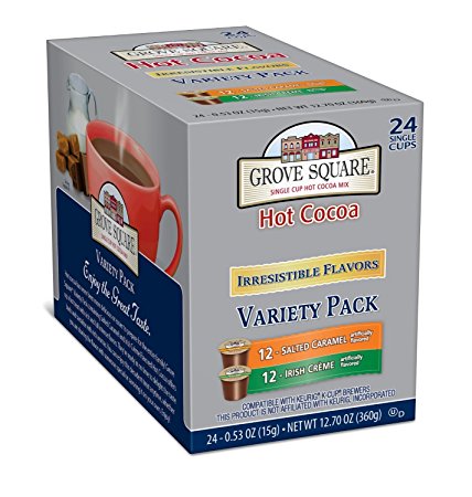 Grove Square Hot Cocoa, Irresistible Variety Pack, 24-Count Single Serve Cup for Keurig K-Cup Brewers