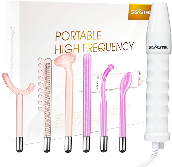Signstek High Frequency Device with 6 neon and argon Rods for Acne Treatment, SkinTightening and Wrinkle Reduction Portable high frequency skin tightening Acne Spot Wrinkles Machine