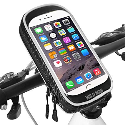 XBoze Bike Phone Mount Universal Cycle Phone Mount Waterproof with 3 Compartment and Sensitive Touchscreen Motor Bicycle Handlebar Phone Holder Compatible for iPhone X/8 Plus/Samsung S9 (6.3")(Black)