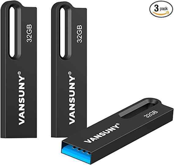 Vansuny 3 Pack 32GB USB Flash Drives USB 3.0 Metal Waterproof Flash Drive Ultra High Speed Memory Sticks, Portable Thumb Drive for PC/Tablets/Mac/Laptop